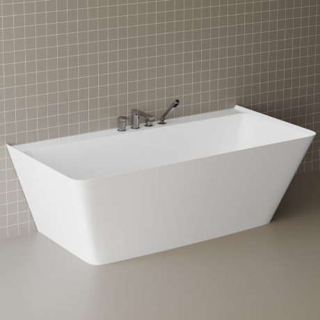 Cada de perete ovală 0551 1700 – Mineral Composite, cu preaplin exterior, finisaj mat sau lucios, 1800x860 mm